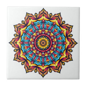 Mandala on white ceramic tile