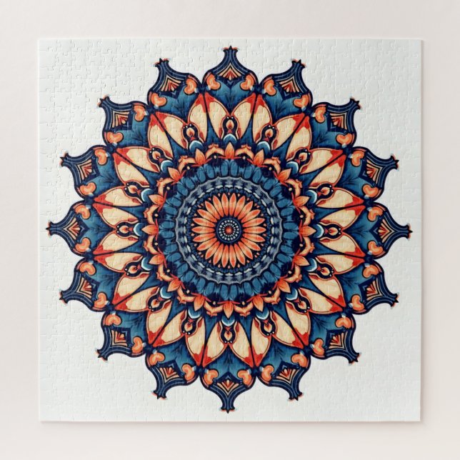 Mandala on white jigsaw puzzle (Vertical)