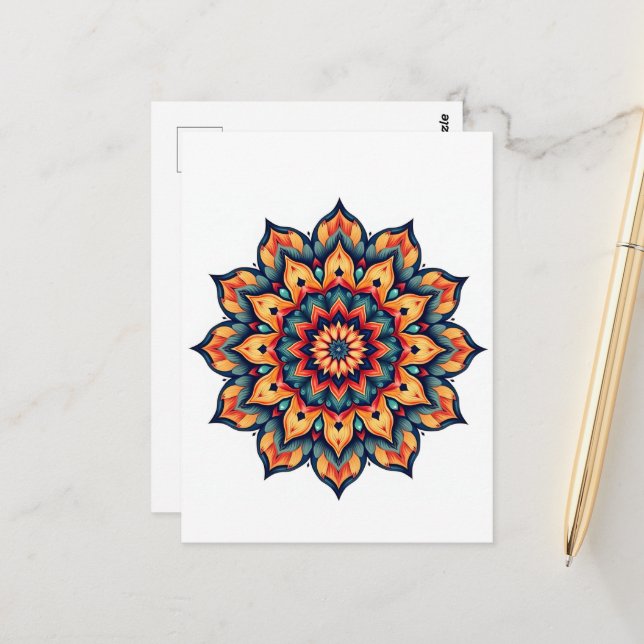 Mandala on white postcard (Front/Back In Situ)