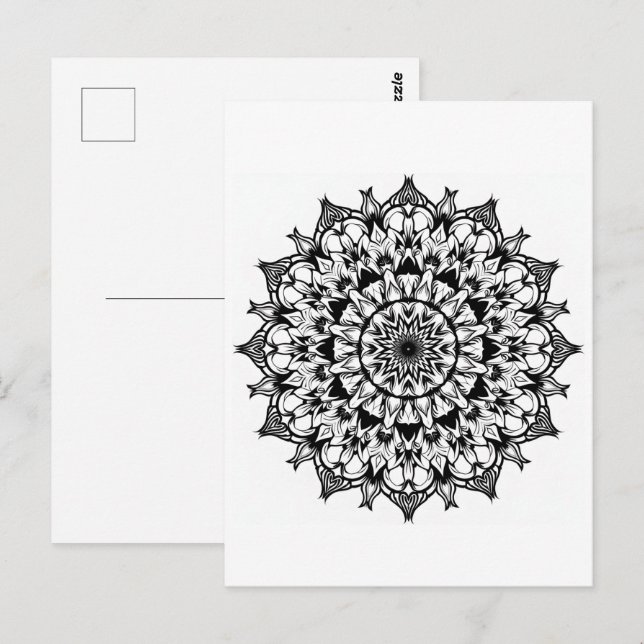 Mandala on white postcard (Front/Back)