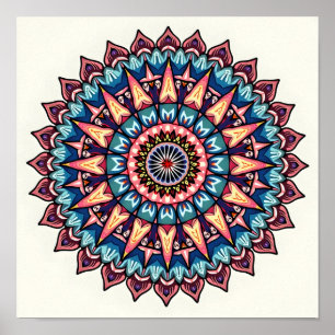 Mandala on white poster