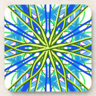 Mandala On White With Yellow And Blue Coaster