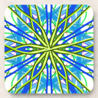 Mandala On White With Yellow And Blue Coaster