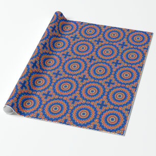 Mandala orange blue wrapping paper