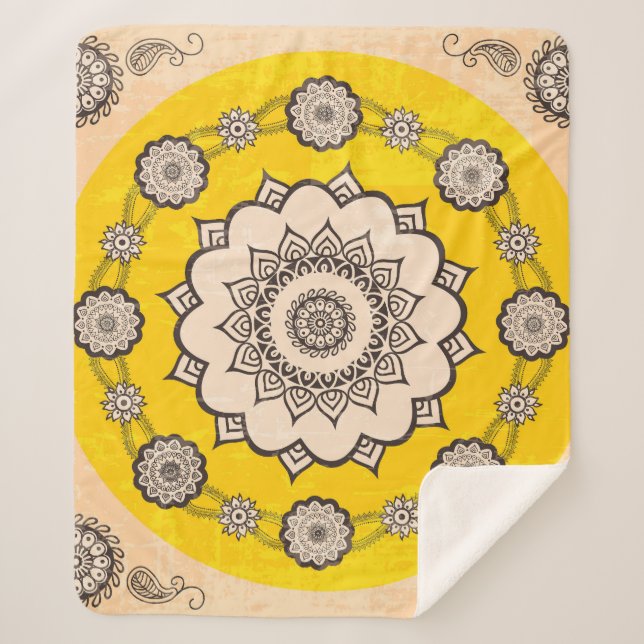Mandala Ornamental: Ethnic Style Design. Sherpa Blanket (Front)
