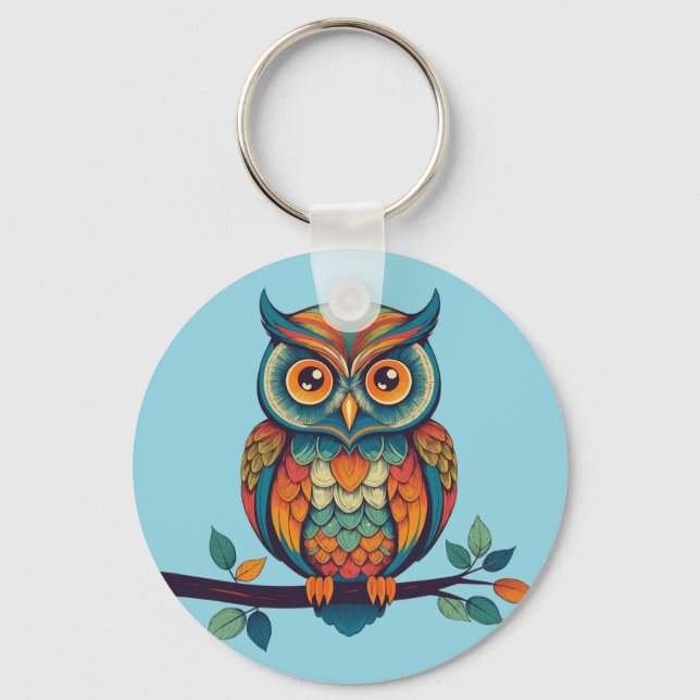 Mandala Owl Key Ring (Front)