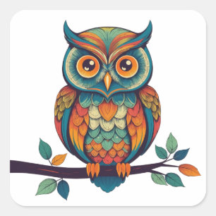 Mandala Owl Square Sticker