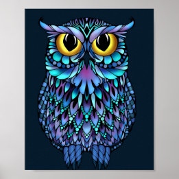 Mandala Owl Wall Art Poster