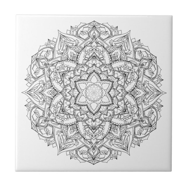 Mandala Painting Ceramic Tile (Front)