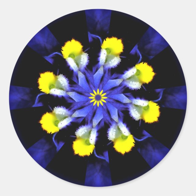 Mandala Pansy Blue & Yellow Stickers (Front)