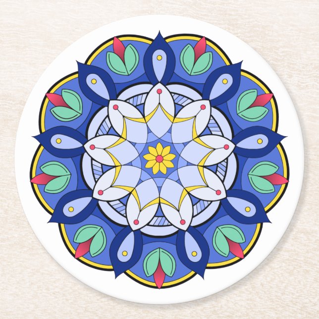 Mandala Pattern 01 Round Paper Coaster (Front)
