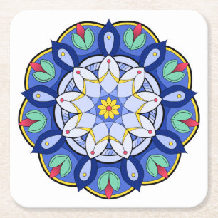 Mandala Pattern 01 Square Paper Coaster