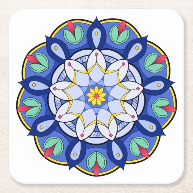 Mandala Pattern 01 Square Paper Coaster (Front)