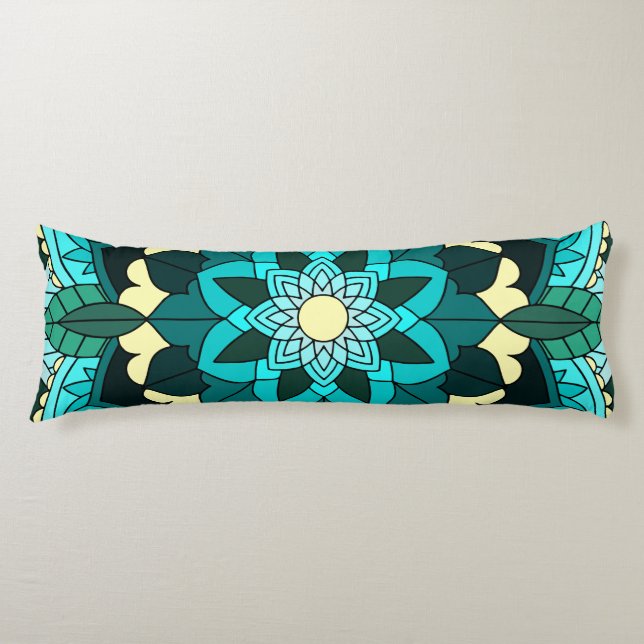 Mandala Pattern 02 in aqua Body Cushion (Front)