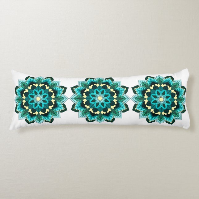 Mandala Pattern 02 in aqua Body Cushion (Front)