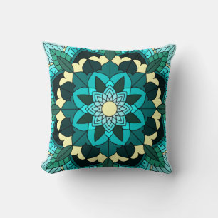 Mandala Pattern 02 in aqua Cushion