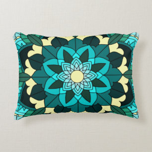 Mandala Pattern 02 in aqua Decorative Cushion