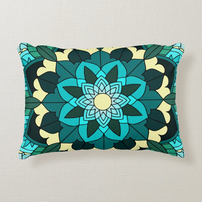 Mandala Pattern 02 in aqua Decorative Cushion (Front)