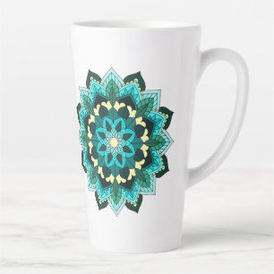 Mandala Pattern 02 in aqua Latte Mug