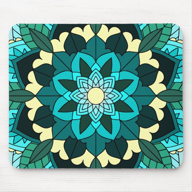 Mandala Pattern 02 in aqua Mouse Pad (Front)