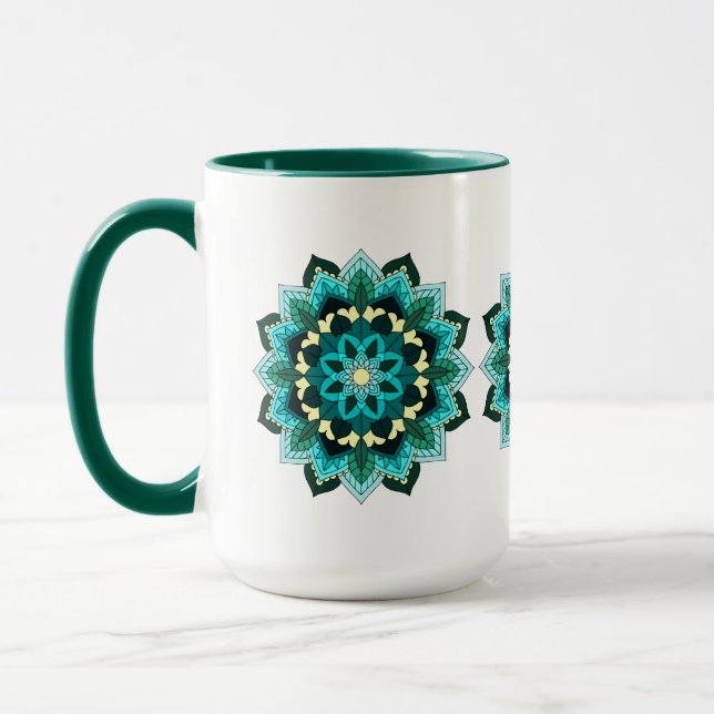 Mandala Pattern 02 in aqua Mug (Left)