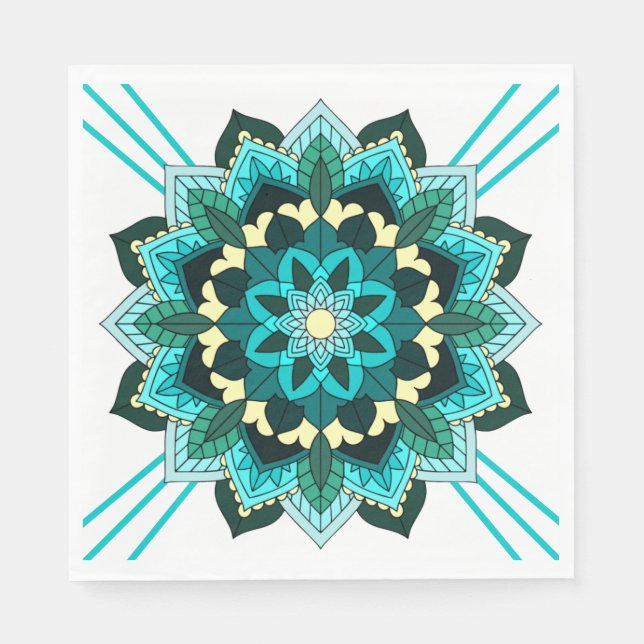 Mandala Pattern 02 in aqua Napkin (Front)