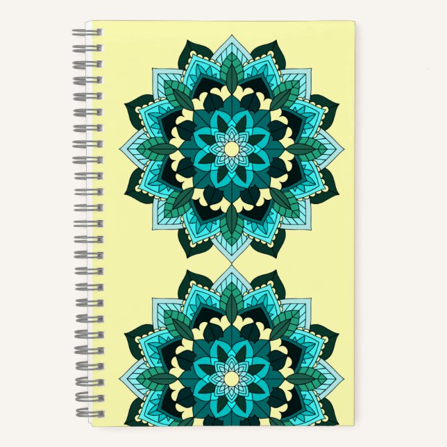 Mandala Pattern 02 in aqua Notebook (Front)