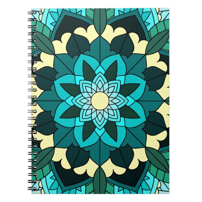 Mandala Pattern 02 in aqua Notebook (Front)