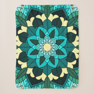 Mandala Pattern 02 in aqua Sherpa Blanket