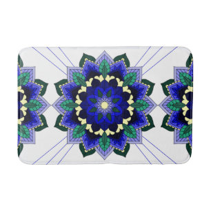 Mandala Pattern 02 in dark blue Bath Mat