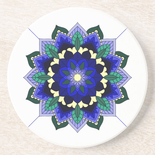 Mandala Pattern 02 in dark blue Coaster (Front)