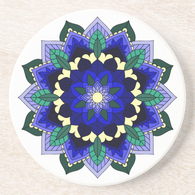 Mandala Pattern 02 in dark blue Coaster (Front)