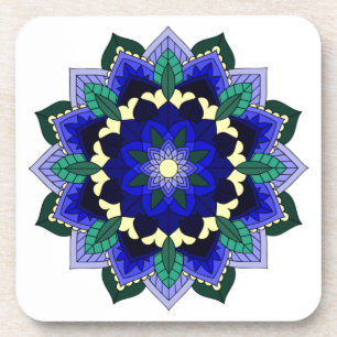 Mandala Pattern 02 in dark blue Coaster