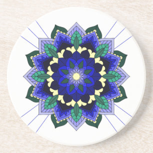 Mandala Pattern 02 in dark blue Coaster