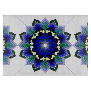 Mandala Pattern 02 in dark blue Cutting Board