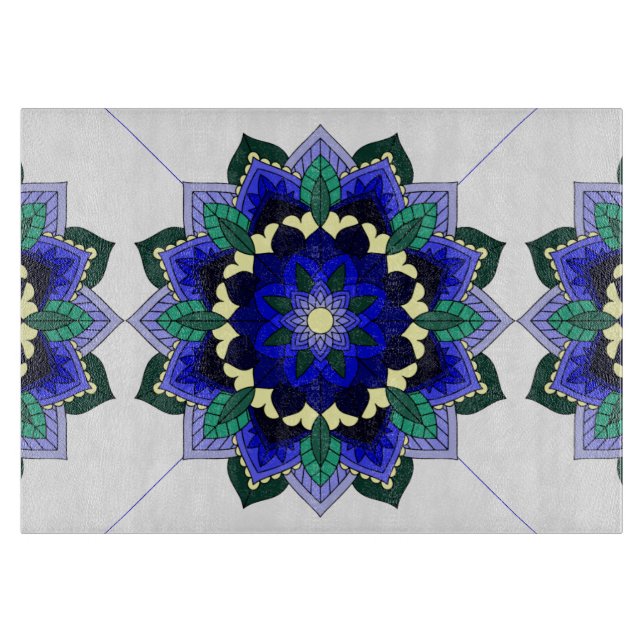 Mandala Pattern 02 in dark blue Cutting Board (Front)