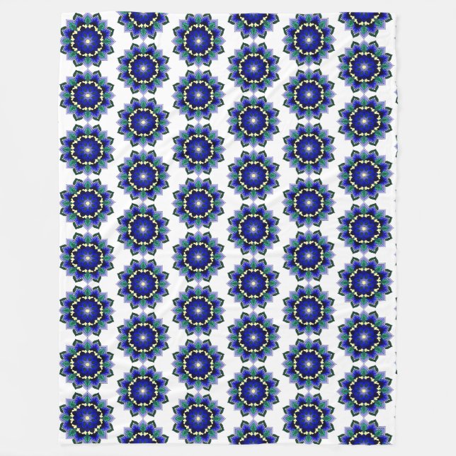 Mandala Pattern 02 in dark blue Fleece Blanket (Front)