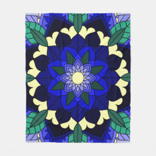 Mandala Pattern 02 in dark blue Fleece Blanket