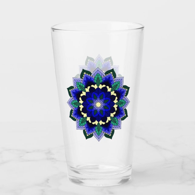 Mandala Pattern 02 in dark blue Glass (Front)