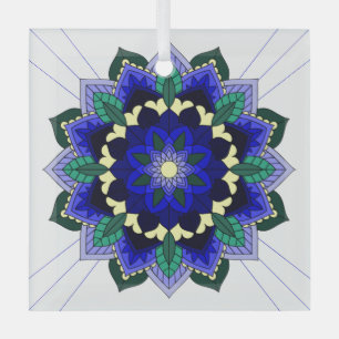 Mandala Pattern 02 in dark blue Glass Tree Decorat Decoration