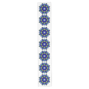 Mandala Pattern 02 in dark blue Long Table Runner