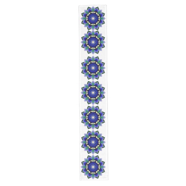 Mandala Pattern 02 in dark blue Long Table Runner (Front)