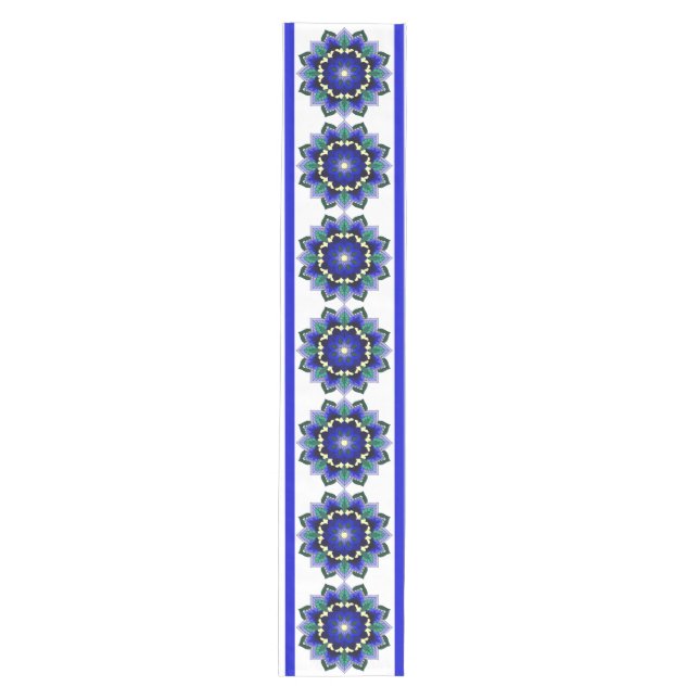 Mandala Pattern 02 in dark blue Medium Table Runne Runner (Front)