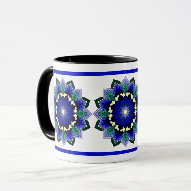 Mandala Pattern 02 in dark blue Mug (Front Left)