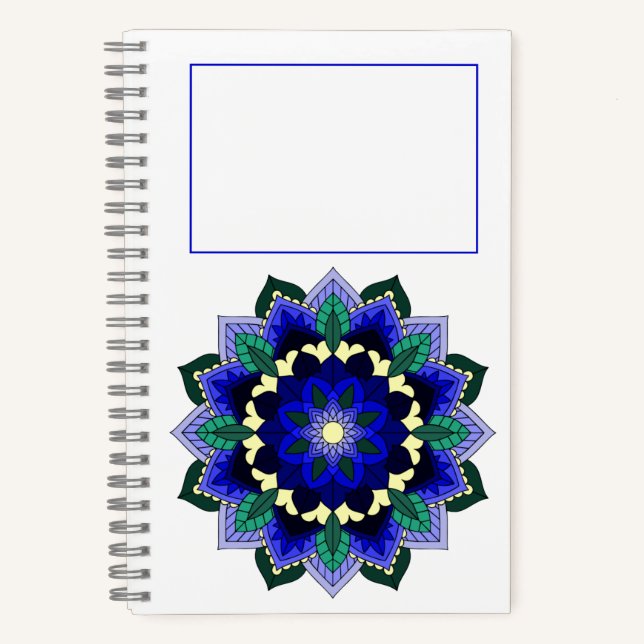 Mandala Pattern 02 in dark blue Notebook (Front)
