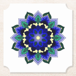 Mandala Pattern 02 in dark blue Paper Coaster