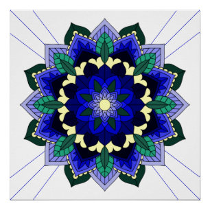 Mandala Pattern 02 in dark blue Poster