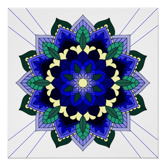 Mandala Pattern 02 in dark blue Poster (Front)