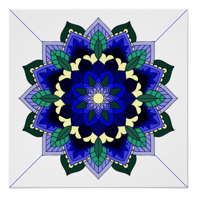 Mandala Pattern 02 in dark blue Poster (Front)