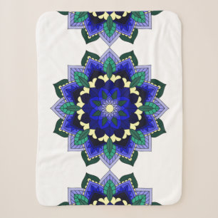 Mandala Pattern 02 in dark blue Sherpa Blanket